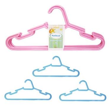 Imagem de Cabide slim infantil kit com 3 - sortido azul/rosa 3 pecas 28x12,5cm 5