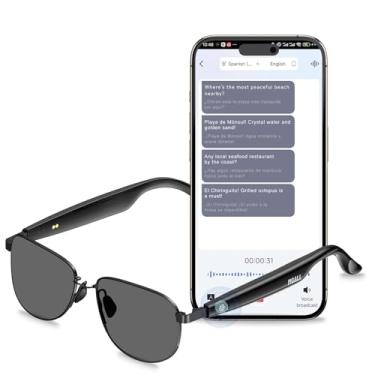 Imagem de PAXA HY1013 Óculos inteligentes pretos, óculos Bluetooth 5.4, multifuncionais, para homens, mulheres, viagens, reuniões, negócios, negócios