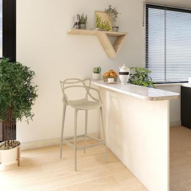 Imagem de Kit 16 Banquetas Allegra Com Encosto Design Cozinha/bancada - Nude