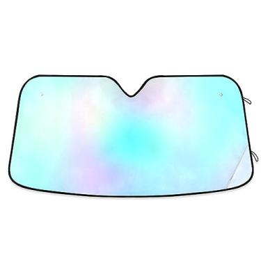 Imagem de Viseira de sol gradiente de cores arco-íris pastel para para-brisas de carro, persianas de carro para janelas dianteiras, acessórios de resfriamento de carro