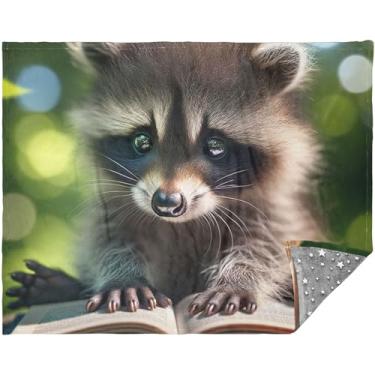 Imagem de TSENQUE Engraçado Guaxinim Lindos Cobertores Personalizados e Mantas Essenciais Cobertores Aconchegantes para Mulheres Presente Decorativo Cobertor Xadrez 178 cm x 139,7 cm