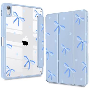 Imagem de Teryeefi Capa para iPad 10.2, versão 2021, suporte de lápis embutido de 9ª geração, suporte de proteção TPU (poliuretano termoplástico) para iPad 7/8 de 2020 e 2019 (laço azul)