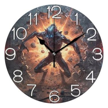 Imagem de GAIGEO Número do relógio branco com relógio de parede decorativo Kedu analógico para sala de aula, relógio de escritório operado a bateria, decoração de sala de estar, arte moderna, 25 cm, ponteiros