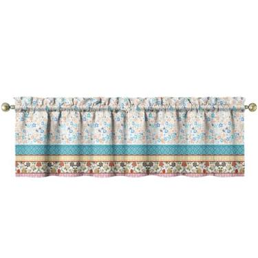 Imagem de Tapesb Flores florais saia de cozinha engraçadas pequenas cortinas de janela sobre a pia decoração essencial adequado para cozinha, quarto, lavanderia, 45,7 x 137,2 cm