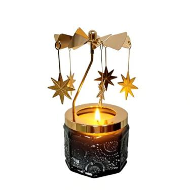 Imagem de kingnero Castiçal giratório com aroma de lavanda carrossel giratório chá luz presentes de aniversário para mulheres, mãe, esposa, namorada, irmã, amigas, (Estrela do Norte)
