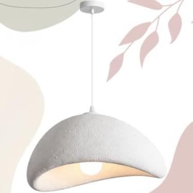 Imagem de Gimpo, Lustre Pendente 50cm Luminária Japonesa Wabi-Sabi Orgânico Cogumelo Concreto Gimpo LTJ50-BRANCO-B