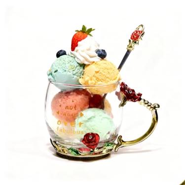 Imagem de Presente de Natal, Xícara de chá, flor, copo de vidro, xícara de café com impressão exclusiva, presentes de aniversário para mulheres, mãe, amiga, irmã, colega de trabalho da filha e filho (Melhor de