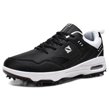 Imagem de FENLERN Tênis de golfe masculino Spike impermeável confortável almofada F059, Preto, 10 Wide