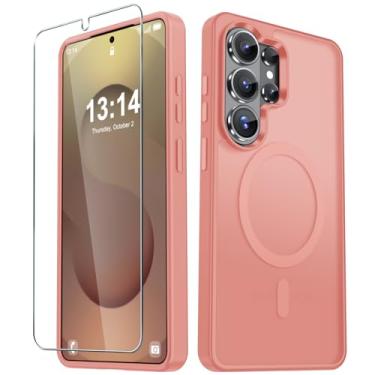 Imagem de YENAPOON Capa para celular Samsung Galaxy S26 Ultra, capa magnética fosca [atualizada em 2026] com 1 protetor de tela, suporte para MagSafe, proteção militar à prova de choque, parte traseira fosca