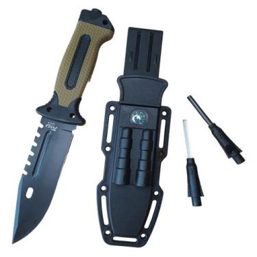 Imagem de Faca Tática Militar Rambo de Sobrevivência Com Bainha + Bússola + Afia