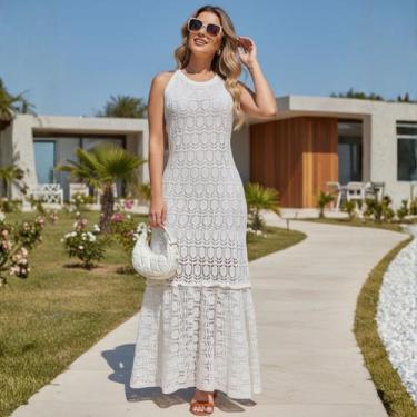 Imagem de Vestido Longo Tricot Renda Sem Manga Cor:VermelhoTamanho:U - Vitrine C