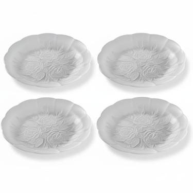 Imagem de Jogo de Pratos Fundos Vidro 22cm Foglia  Prato Fundo Floral  Detalhe F