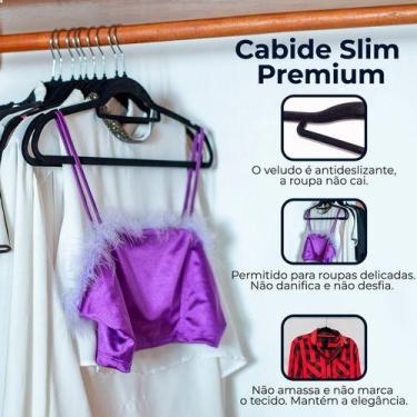 Imagem de Cabide Veludo Slim Preto Kit 20 pçs - Utilita Mais