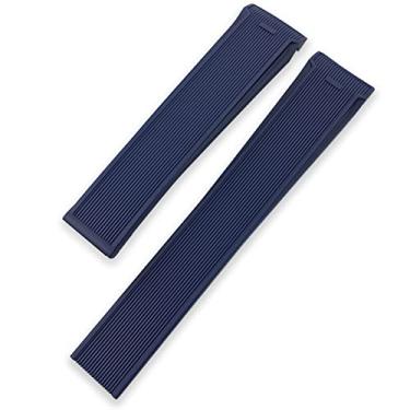 Imagem de SKXMOD Pulseira para relógio TAG HEUER AQUARACER 300 WAY201B CALIBRE 20 mm 22 mm pulseira de relógio de silicone à prova d'água (azul sem fivela, 22 mm)