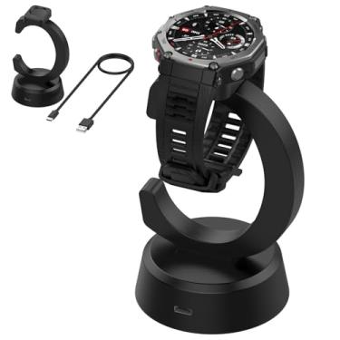 Imagem de Miimall Base de carregamento para Amazfit T-Rex 3 PRO, T-Rex 3, Helio Strap, Balance, Balance 2, suporte de carregamento de substituição com cabo de carregamento USB-C para Amazfit T-Rex3, preto