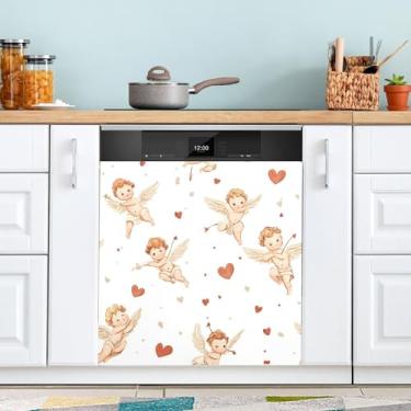 Imagem de ATTX Capa magnética para lava-louças Dia dos Namorados | Adesivo decorativo de eletrodomésticos de 58 x 66 cm para armários domésticos e eletrodomésticos #76