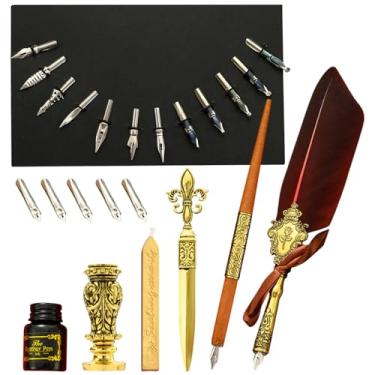 Imagem de Conjunto de e tinta de penas | Kit de de mergulho de caligrafia vintage | de imersão, de vedação, carimbo de vedação, ferramenta de envelope, melhor kit de presente para escrita, desenho, assinaturas