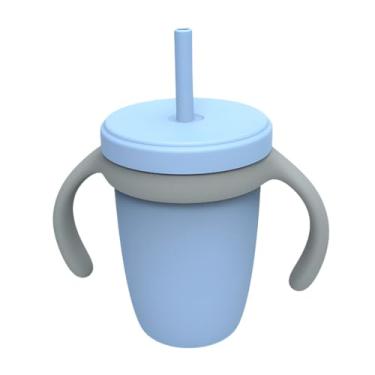 Imagem de Copo de Transição 240ml com Canudo e Tampa Antivazamento – Ideal para Crianças Aprenderem a Beber – Seguro, Prático e Reutilizável – Cor Azul