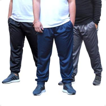 Imagem de KIT 3 Calça Jogger Masculina Plus Size Lisa Helanca Flanelada - BEN20 
