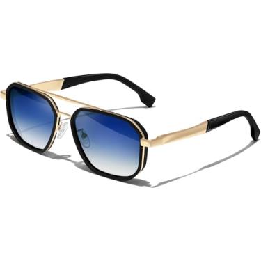 Imagem de KANASTAL Óculos de Sol Azul Lente Clara Metálicos Masculino Feminino Polarizado Quadrado Proteção UV Oculos Vintage Retro Elegante Clássico Metal Blue Sunglasses -Azuis Preto