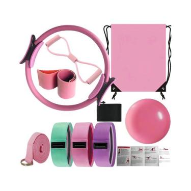 Imagem de Kit De Pilates E Yoga Com 10 Peças: Cinto De Alongamento, Bola E Cinto