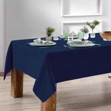 Imagem de Toalha Mesa Retangular Oxford 8 Lugares 270x160 Admirare , Azul Marinh