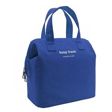 Imagem de GLOGLOW Lancheira/caixa Tecido Oxford, Lancheira Portátil à Prova d'água, 9,1 X 5,5 X 9,4 Polegadas, Com Bolsos de Armazenamento para Isolada de Trabalho e Escola, Nan (Jóia Azul)