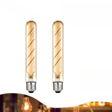 Imagem de Lâmpada LED retrô com filamento E27 de dupla voltagem 2200K ST64 G80 T45 T125 T185 2W 4W Lâmpada decorativa (Modelos T185 | Kit 2)