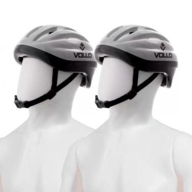 Imagem de Kit 2 Capacetes Infantil Ciclismo Skate Patins Patinete Vollo (P CINZA