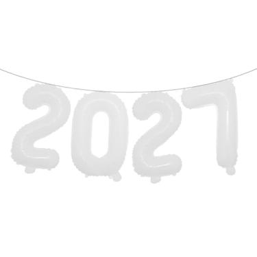 Imagem de Balões de alumínio 2027 número 2027 de 40,6 cm para festa de ano novo, decorações de formatura, decoração de escritório em casa (2027 branco)