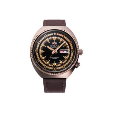 Imagem de Orient Relógio masculino Neo Classic esportivo japonês automático/manual, Preto/laranja