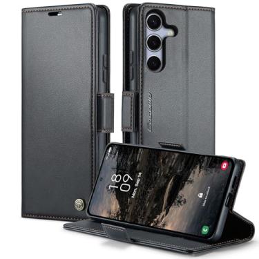 Imagem de owlhold Capa carteira para Samsung Galaxy S25 FE, capa magnética flip, bloqueio RFID, 3 porta-cartões, suporte, couro PU moderno, capa de telefone TPU à prova de choque para Samsung Galaxy S25 FE 6,7