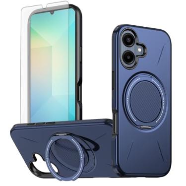 Imagem de Asuwish Capa de celular para Samsung Galaxy A06/A07 capa magnética com protetor de tela de vidro temperado e suporte híbrido à prova de choque com anel rígido AO6 5G/AO7 4G A 06 07 LTE feminino