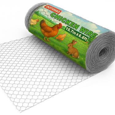 Imagem de DOTUHAO Arame de galinha, cerca de jardim de 39,9 cm x 2 m, malha de arame, cerca de arame de frango, rede hexagonal de malha de metal galvanizado para galinheiro coelho cães barreira (39,9 cm x 2 m)
