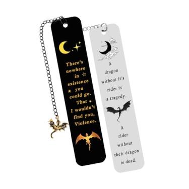 Imagem de Conjunto de marcadores de livro de metal dragão, marcadores legais de quarta asa para amuletos, presentes de leitura de fantasia para amantes de livros para mulheres e homens (ouro + prata)