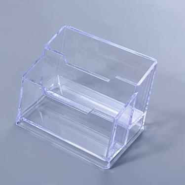 Imagem de Prateleira de exibição de cartão multifuncional transparente para cartões de nome, rack de armazenamento de acrílico, decoração de mesa para casa (duas camadas)