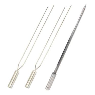 Imagem de Kit 3 Espetos Churrasco Aço Inox Duplo e Espada Lâmina 80c - INOX LAUR