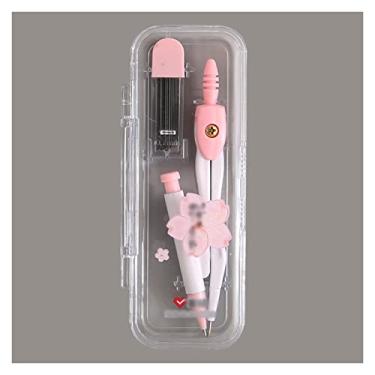 Imagem de Conjunto de bússola, bússola matemática, multifuncional, geometria matemática, ferramenta de desenho de precisão, transferidores com caixa de armazenamento, suprimentos escolares para casa, conjuntos