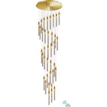 Imagem de Mini Lustre De Cristal Dourado Integrado Led Pingente De Luz Para Ilha De Cozinha 3 Lustres De Luz Pingente De Iluminação Com Controle Remoto, Black, 3-Light