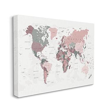 Imagem de Stupell Industries Regiões monocromáticas rosa com mapa-múndi padronizadas, projetado por Urban Epiphany Canvas Wall Art, 61 x 76 cm, vermelho