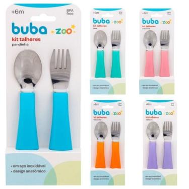 Imagem de Kit Talheres Infantil Garfo E Colher Bubazoo - Buba, Roxo