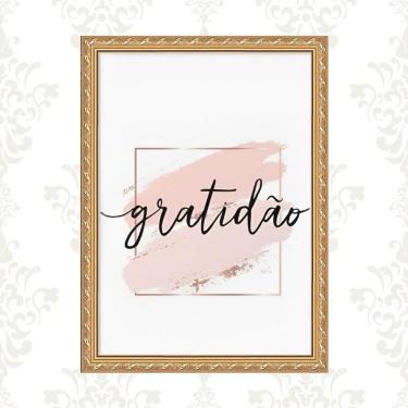 Imagem de Quadro Moldura Dourada Gratidão Rosê 24X18Cm