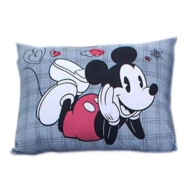 Imagem de Fronha Portallar Malha Disney Estampa Localizada Mickey 48cmx68cm Cinza
