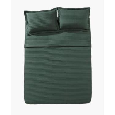 Imagem de Kit Colcha Queen Döhler Maestro Dupla Face 3 Peças, Verde Escuro