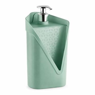 Imagem de porta detergente com suporte para esponja Plástico Verde Menta Acessório para Cozinha Design Moderno Dispenser de Sabão Líquido ultil versátil fácil de usar