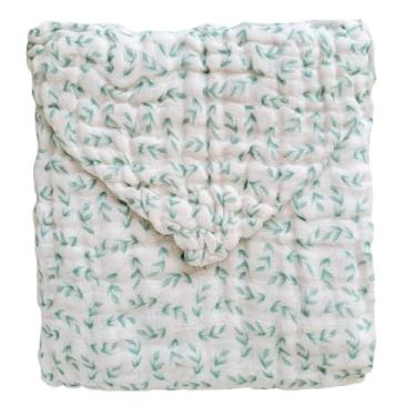 Imagem de Toalha Fralda Infantil Soft com Capuz Banho Criança Menino Menina 100% Algodão Premium (Ramos Verde)