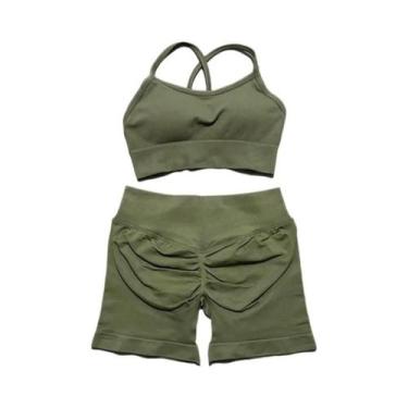 Imagem de Conjunto De Yoga Sem Costura Para Mulheres, Top Esportivo Sem Costas, 