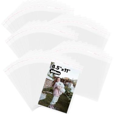 Imagem de 500 unidades de sacos de celofane autovedantes de 21 x 28 cm, mangas de plástico, sacos de embalagem de poliéster transparentes e resseláveis, para fotos de papel, documentos, revistas, quadrinhos