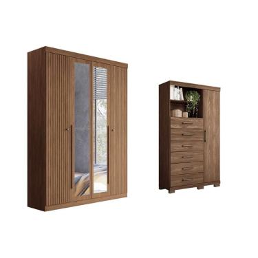 Imagem de Quarto Completo Modu +Cômoda QC326 Jatobá - Santos Andirá