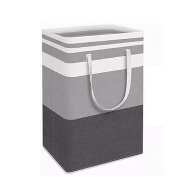 Imagem de Cesto de roupa suja de lona com 2 peças, cesto de armazenamento tecido preto com alças, organizador dobrável para quarto, banheiro, sala de estar, cobertores de roupas sujas